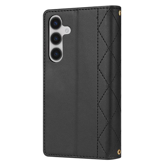 Puzdro s chlopňou pre Samsung Galaxy A56 5G, Rhombus Crossbody Leather, čierne