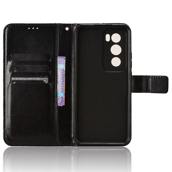 Klapkové puzdro pre Oppo Reno 12, Crazy Horse Wallet, čierne