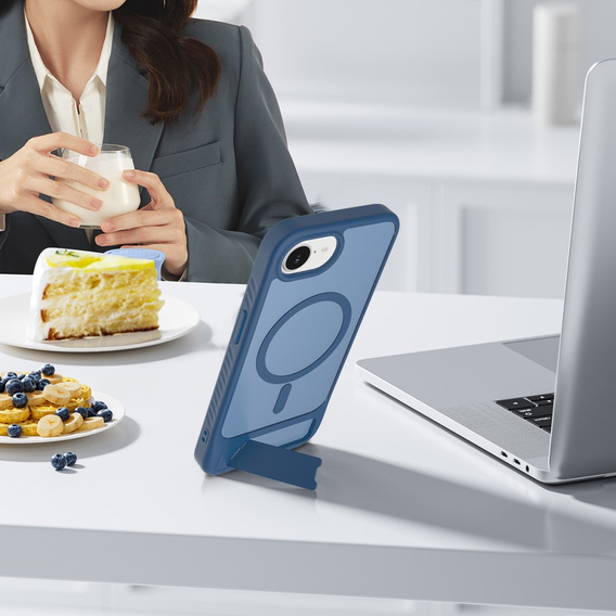 Puzdro pre iPhone 16E, Kickstand Matt Case, pre MagSafe, modré