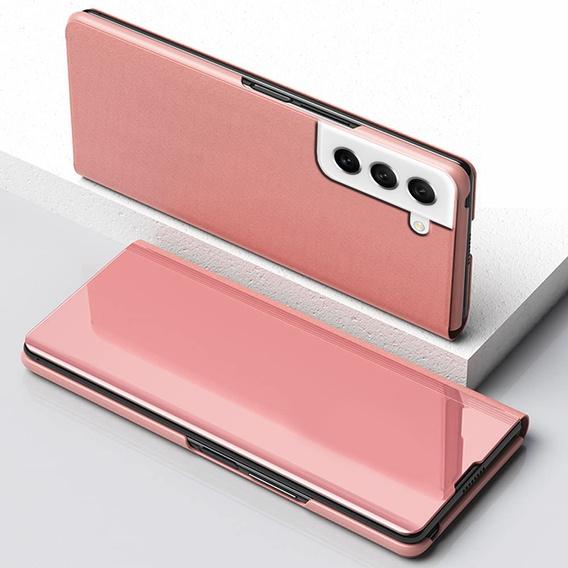 Obal na mobil pre Samsung Galaxy S21 FE, Clear View, ružové rose gold