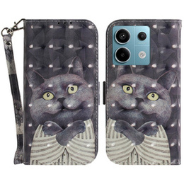 Klapkové puzdro pre Xiaomi Redmi Note 13 Pro 5G, Wallet, Cat sivé