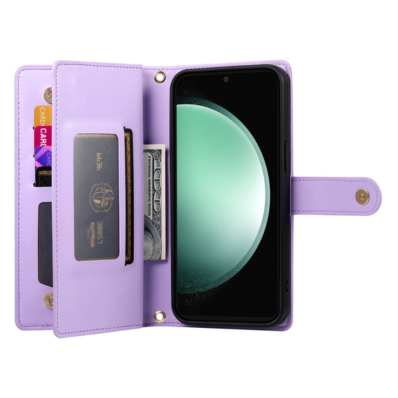 Klapkové puzdro pre Samsung Galaxy S25 Edge, Wallet Zipper Pocket, fialové