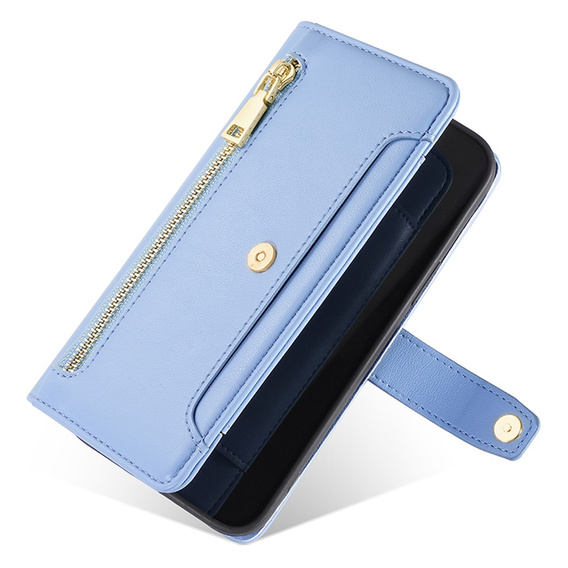 Klapkové puzdro pre Samsung Galaxy S23, Wallet Zipper Pocket, modré