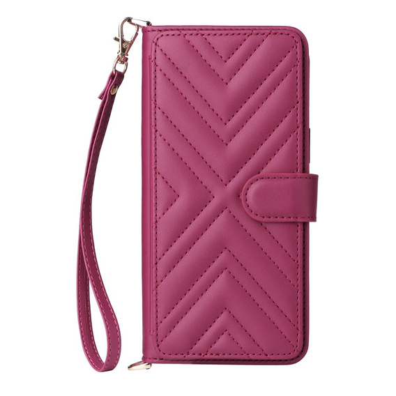 Puzdro s chlopňou pre Oppo Reno 13 Pro 5G, Crossbody Leather Wallet, bordové