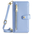 Klapkové puzdro pre Samsung Galaxy A16, Wallet Zipper Pocket, modré