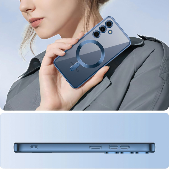 Puzdro pre Samsung Galaxy A55 5G, Electro MagSafe, modré + sklo na displej