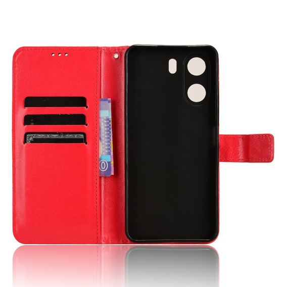 Klapkové puzdro pre Xiaomi Redmi 13C / Poco C65, Crazy Horse Wallet, červené