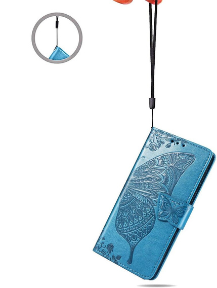 Klapkové puzdro pre Motorola Moto E14, Butterfly, modré