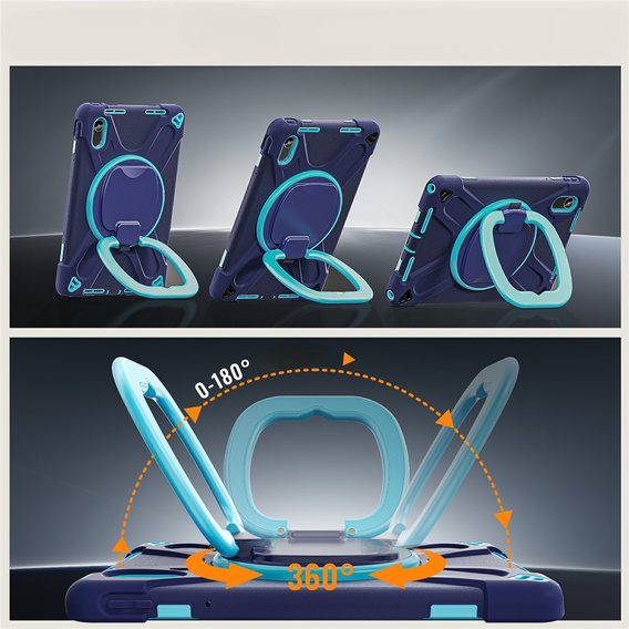 Detské puzdro pre Lenovo Tab M11, pancierované s popruhom, námornícka modrá / zelená