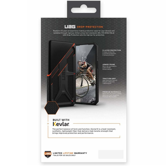 Puzdro Urban Armor Gear pre iPhone 14 Plus, Monarch, Kevlar čierne