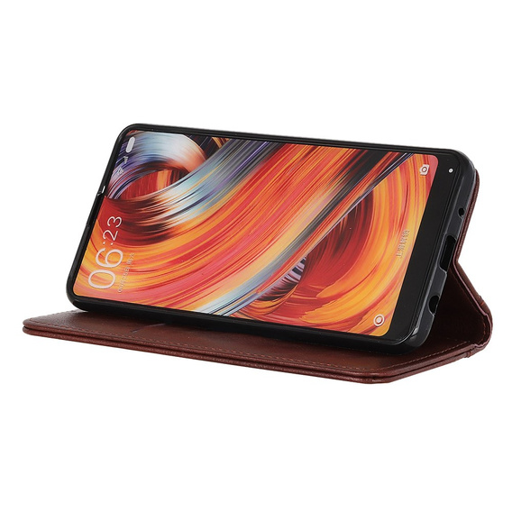 Obal na mobil pre Motorola Moto G24 / G24 Power / G04, Wallet Litchi Leather, hnedé