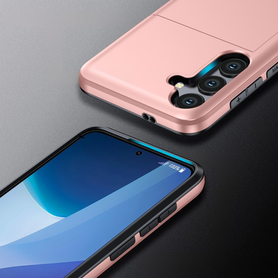 Obal na mobil pre Samsung Galaxy A56 5G, Sliding Card Holder, ružové