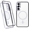 Magnetické puzdro Dual Glass MagSafe pre Samsung Galaxy S21+ Plus, strieborné