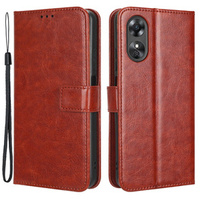 Klapkové puzdro pre Oppo A17, Crazy Horse Wallet, hnedé