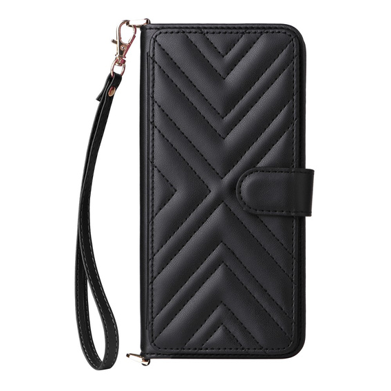 Puzdro s chlopňou pre Oppo Reno 13 Pro 5G, Crossbody Leather Wallet, čierne