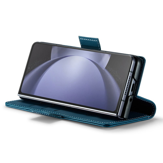CASEME flipové puzdro pre Samsung Galaxy Z Fold6 5G, Litchi Wallet, modré