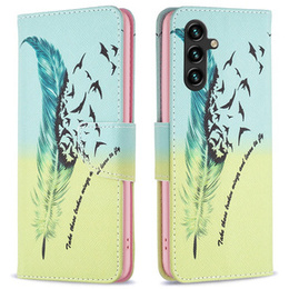 Klapkové puzdro pre Samsung Galaxy A05s, Wallet, Feather, modré