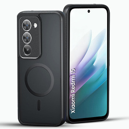 Matné puzdro pre Xiaomi Redmi 15 5G / 4G, pre MagSafe, priesvitné čierne