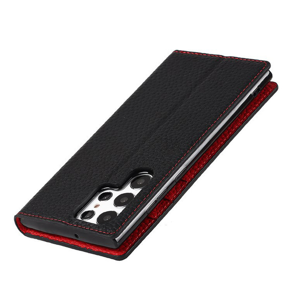 Kožené puzdro pre Samsung Galaxy S22 Ultra, ERBORD Grain Leather, čierne