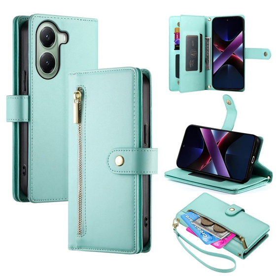Klapkové puzdro pre Xiaomi Poco X7 Pro 5G, Wallet Zipper Pocket, zelený