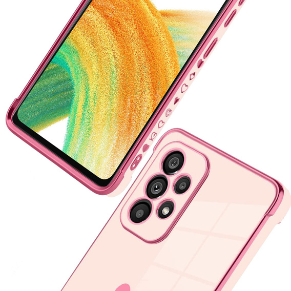 Obal na mobil pre Samsung Galaxy A33 5G, Electro heart, ružové rose gold