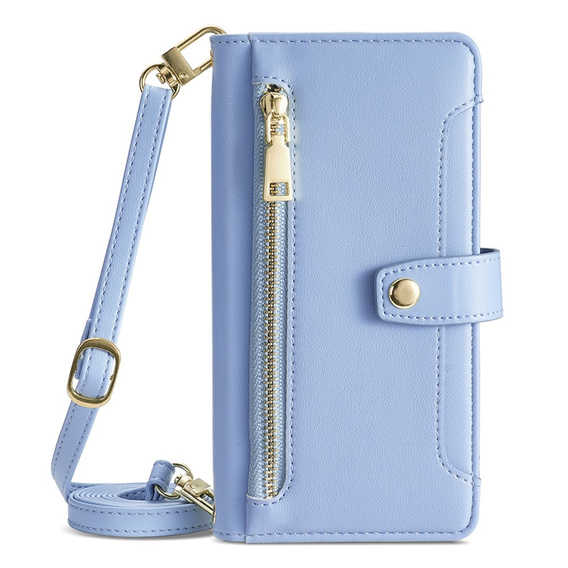 Klapkové puzdro pre iPhone 14 Pro Max, Wallet Zipper Pocket, modré