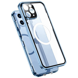 Magnetické puzdro Dual Glass MagSafe pre iPhone 13 Pro, modré