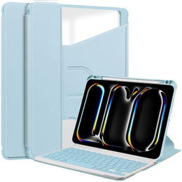 Puzdro s klávesnicou pre iPad Pro 11" 2024 (5 gen.), Rotary 360° Leather, svetlomodré