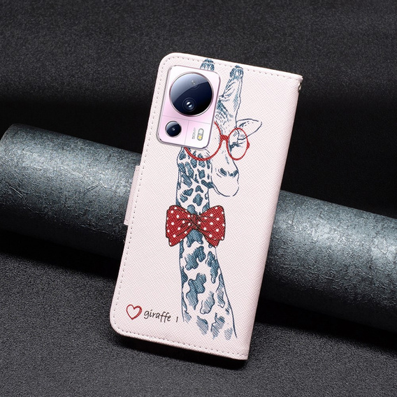 Klapkové puzdro pre Xiaomi 13 Lite, Wallet, giraffe, ružové