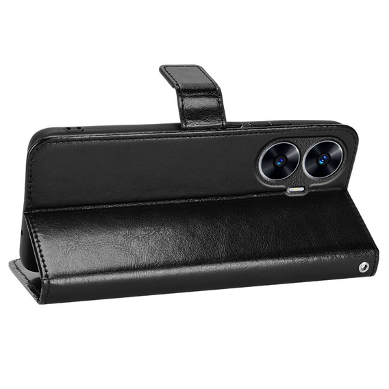 Klapkové puzdro pre Realme C55, Crazy Horse Wallet, čierne