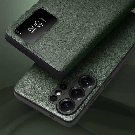 Kožené puzdro Qialino View Window pre Samsung Galaxy S26 Ultra, zelené