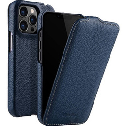 MELKCO flipové puzdro pre iPhone 14 Pro, kožené, flipové, tmavomodré