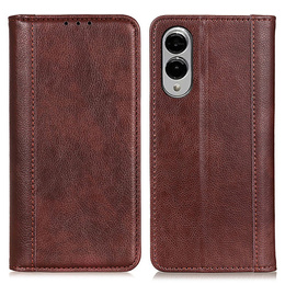 Flipové puzdro pre Samsung Galaxy S25 Edge, Split Leather, hnedé