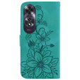 Klapkové puzdro pre Oppo A60, Lily Flower, zelený