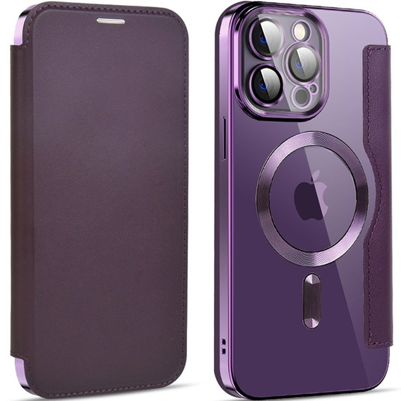 Klapkové puzdro pre iPhone 13 Pro Max, RFID Wallet MagSafe CamShield, fialové