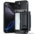 Puzdro TPU + PC s priestorom na kartu, čierne pre iPhone 16 Pro Max