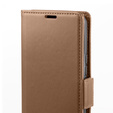 Puzdro pre Xiaomi 14T, ERBORD Glossy Litchi, flipová peňaženka, hnedé