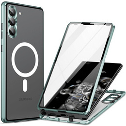 Magnetické puzdro Dual Glass MagSafe pre Samsung Galaxy S24+ Plus, zelený