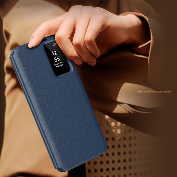 Flipové puzdro pre Samsung Galaxy S25 Edge, Smart View Wallet, modré