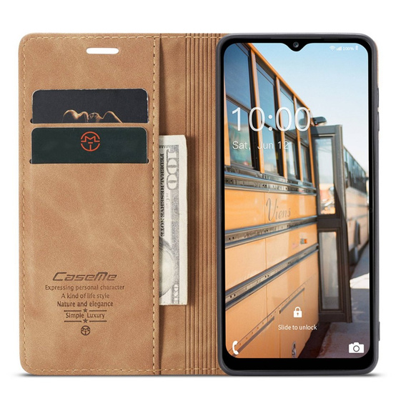 CASEME puzdro pre Samsung Galaxy M33 5G, Leather Wallet Case, hnedé
