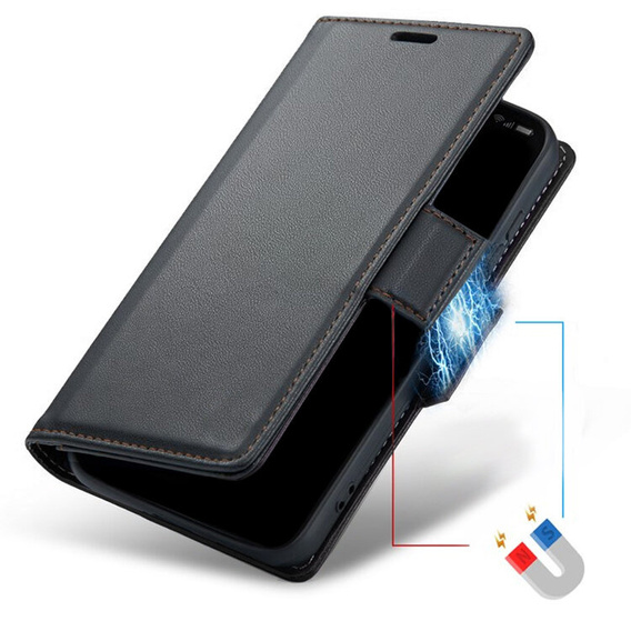 Puzdro pre Xiaomi Redmi Note 14 5G, ERBORD Glossy Litchi, flipová peňaženka, čierne
