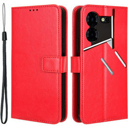 Klapkové puzdro pre Tecno Pova 5 Pro 4G, Crazy Horse Wallet, červené