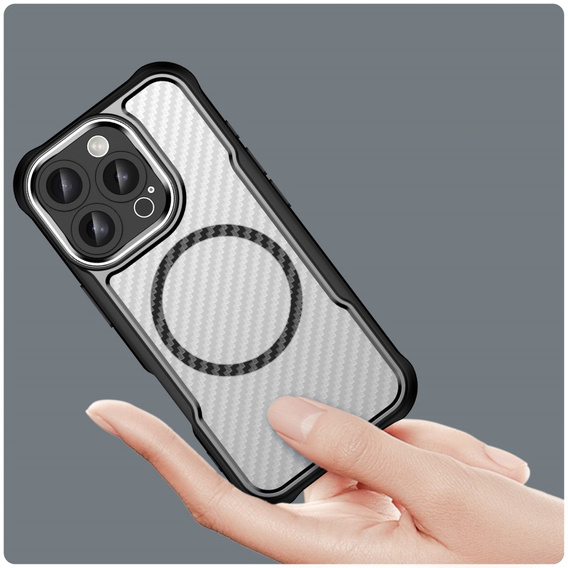 Puzdro pre iPhone 16 Pro, Fusion Hybrid Carbon, pre MagSafe, čierne
