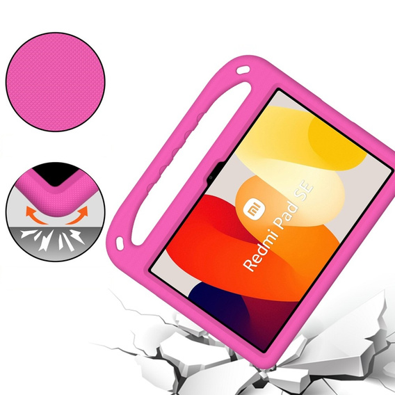 Detské puzdro pre Xiaomi Redmi Pad SE 11", detské puzdro s rukoväťou, ružové