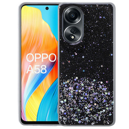 Obal na mobil pre Oppo A58 4G, Glittery, čierne