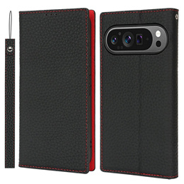 Klapkové puzdro pre Google Pixel 10 / 10 Pro, koža Litchi Grain, čierne