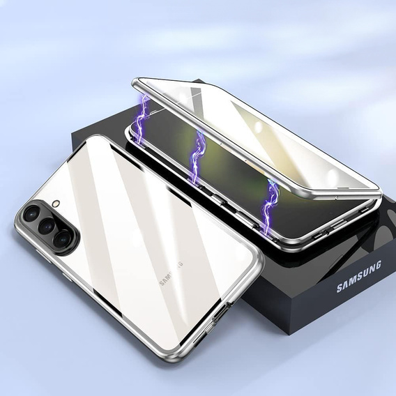 Puzdro pre Samsung Galaxy A56, Magnetic Dual Glass, strieborné