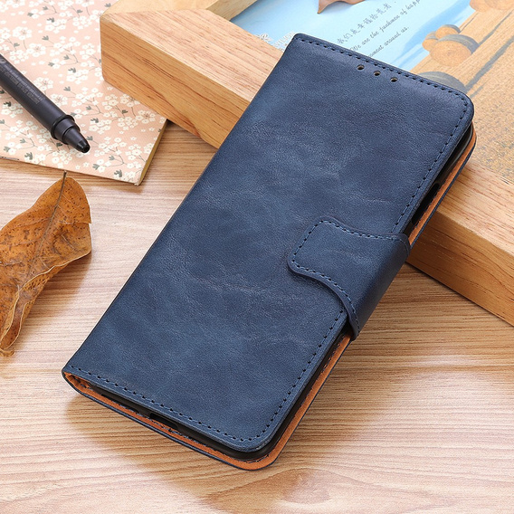 Klapkové puzdro pre Samsung Galaxy S25 Edge, Crazy Horse Wallet, modré