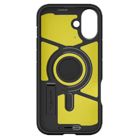 Puzdro Spigen pre iPhone 16, Tough Armor Mag MagSafe, čierne + tvrdené sklo 9H