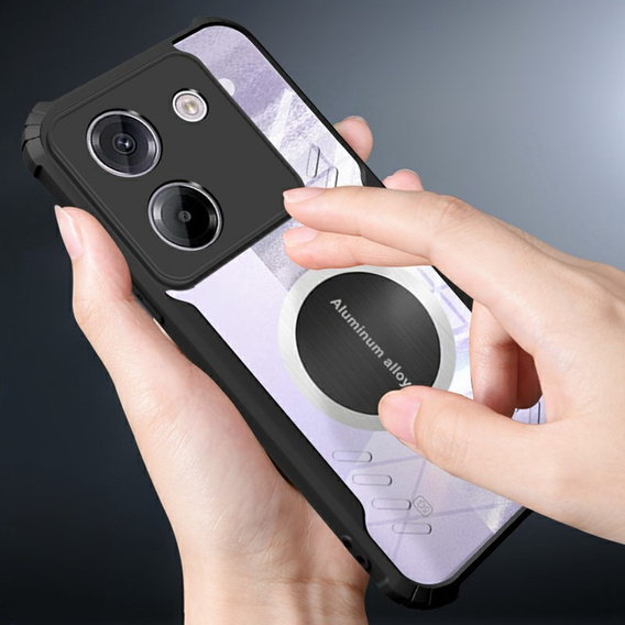 Puzdro pre Xiaomi Poco M7 Pro 5G, s magnetickým štítkom, transparentné / čierne